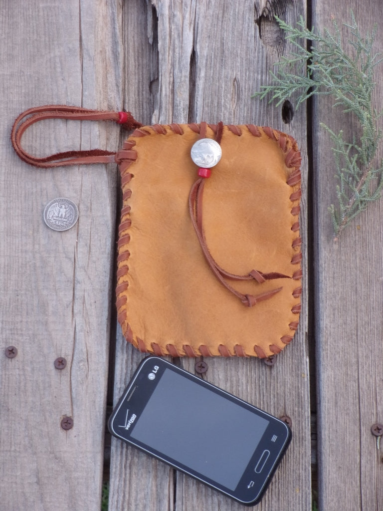 Leather phone bag , wrist bag , Cell phone sleeve