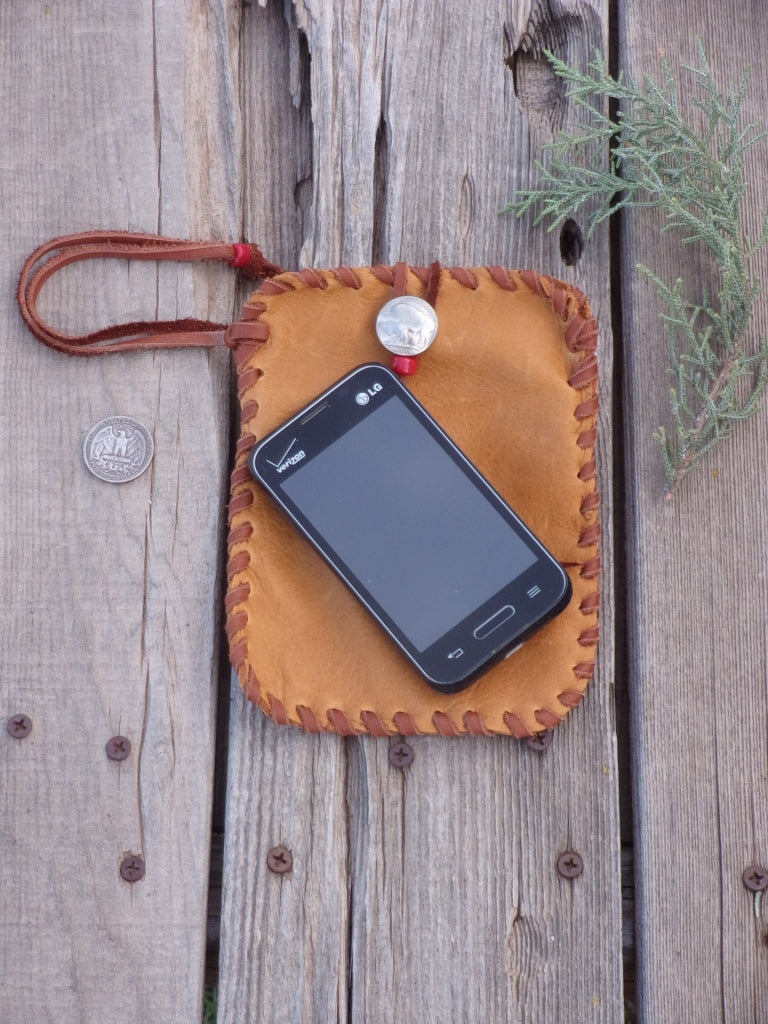 Leather phone bag , wrist bag , Cell phone sleeve