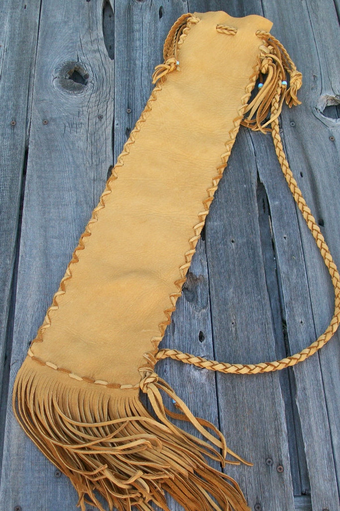 Leather flute bag, fringed flute case