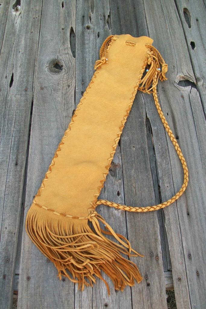 Leather flute bag, fringed flute case