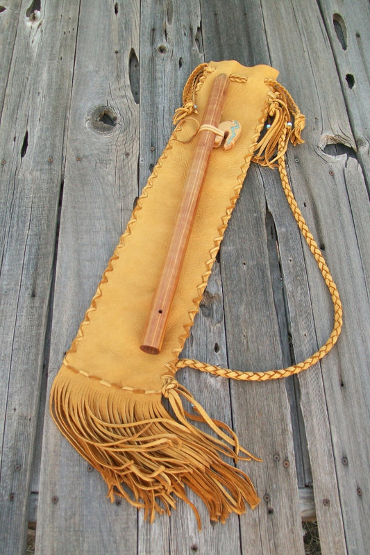 Leather flute bag, fringed flute case