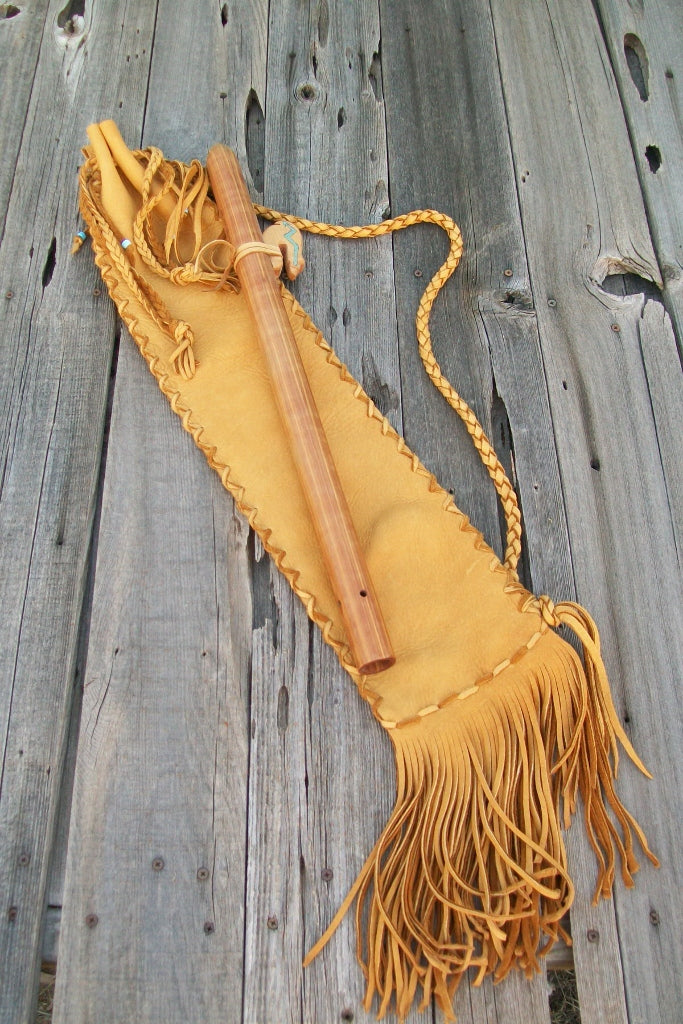 Leather flute bag, fringed flute case