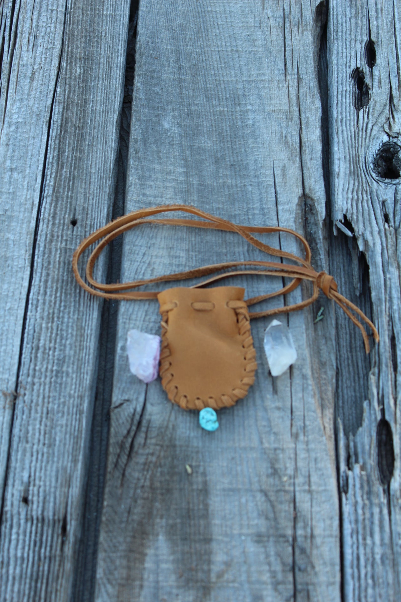 Small medicine bag, handmade leather pouch