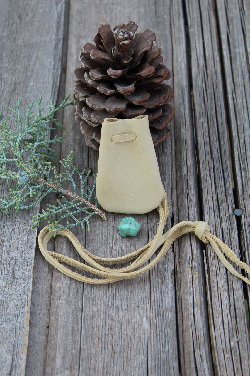 Leather necklace bag, medicine pouch