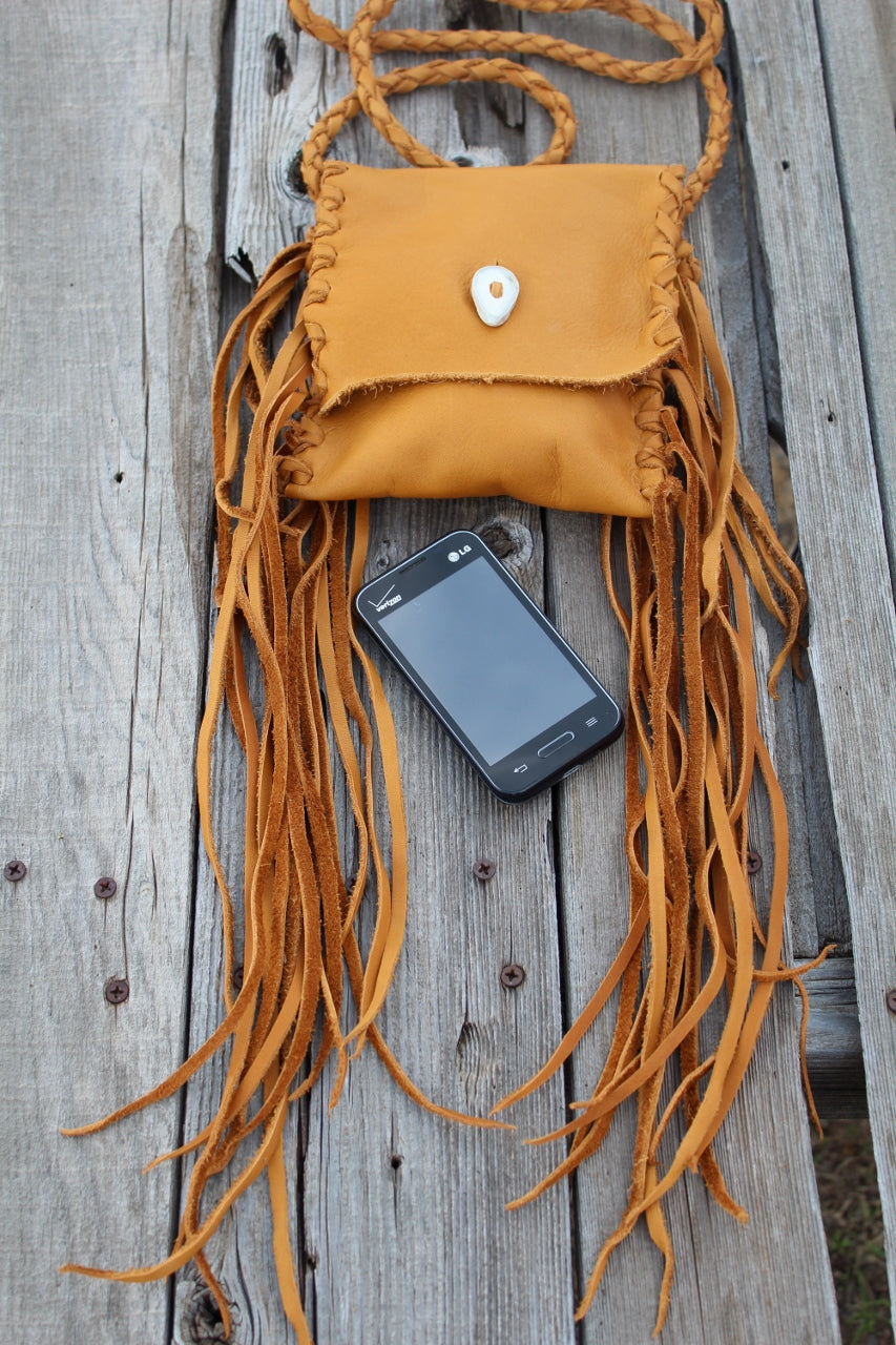 fringed leather handbag, crossbody bag, tan leather purse