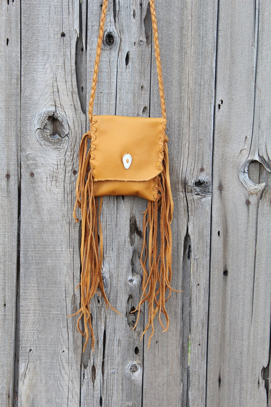 fringed leather handbag, crossbody bag, tan leather purse