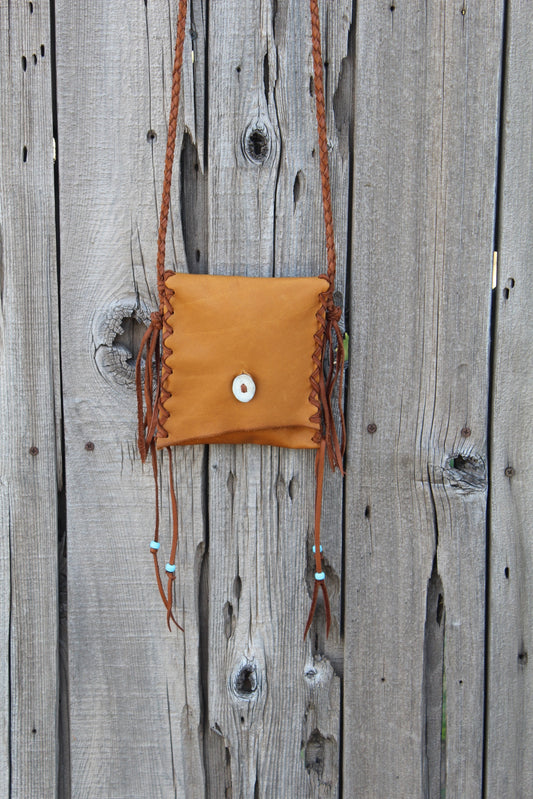 Leather crossbody handbag, simple leather purse