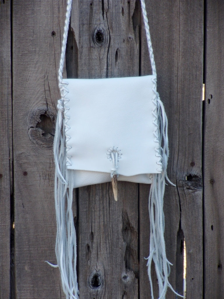 White leather handbag with fringe , boho white crossbody handbag, fringed purse