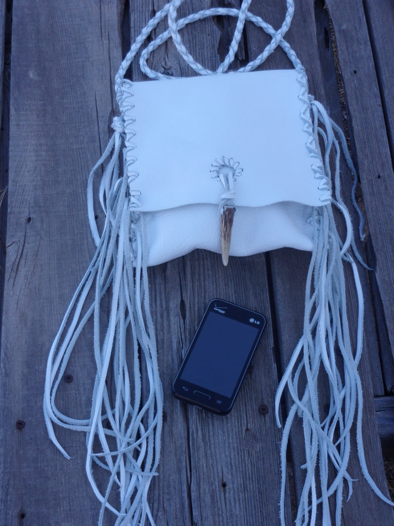 White leather handbag with fringe , boho white crossbody handbag, fringed purse